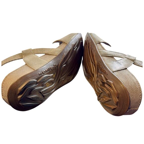 Romika Fidschi Gold Leather Adjustable Wedge Sandals Womens 8 Size 38 Shimmer - Picture 4 of 8